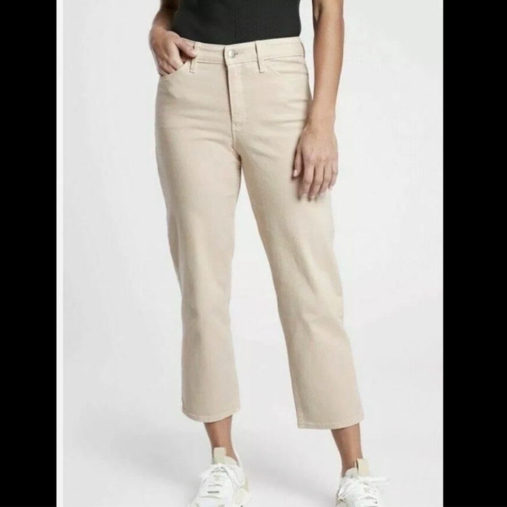 Athleta Flex Straight Crop Jeans Natural Tan Size 6
